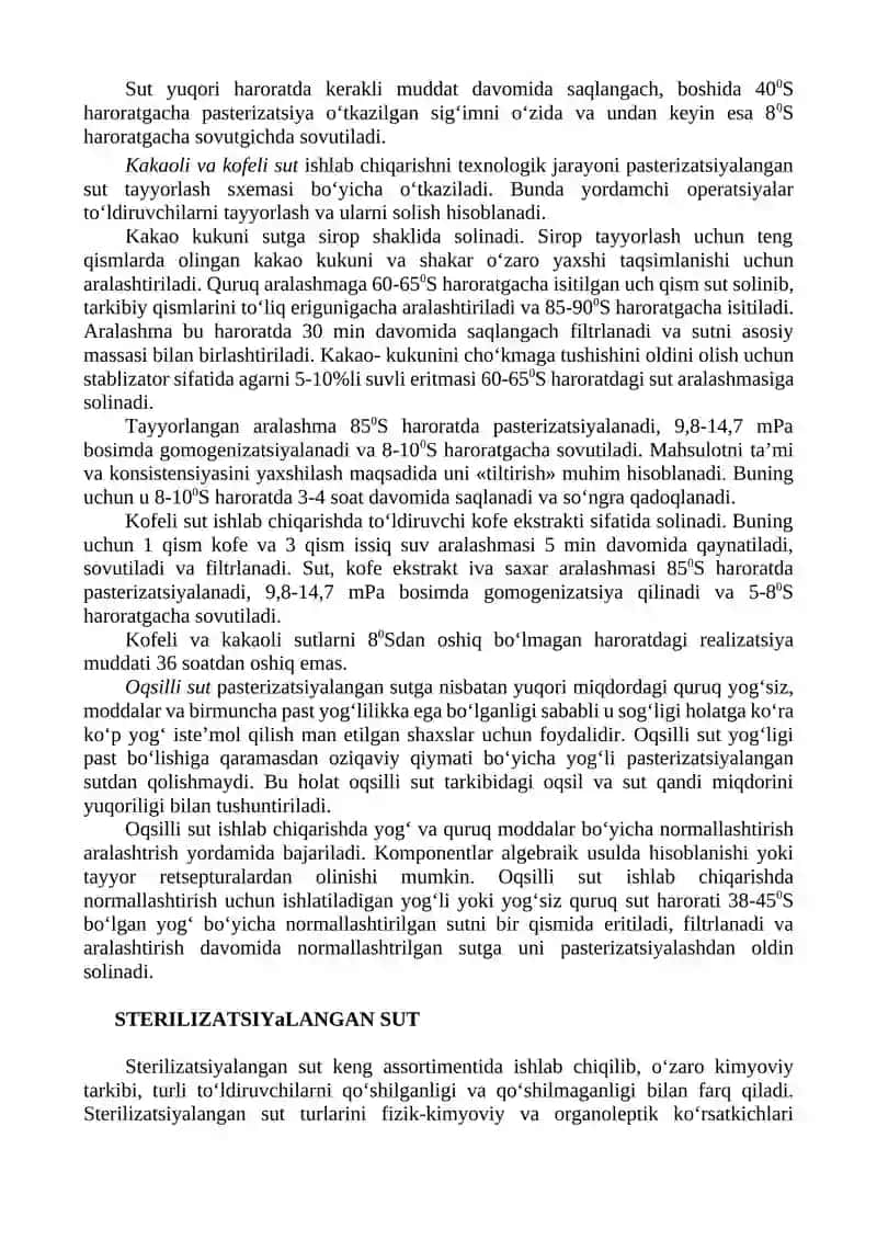 Pasterizatsiyalangan sut turlari 4