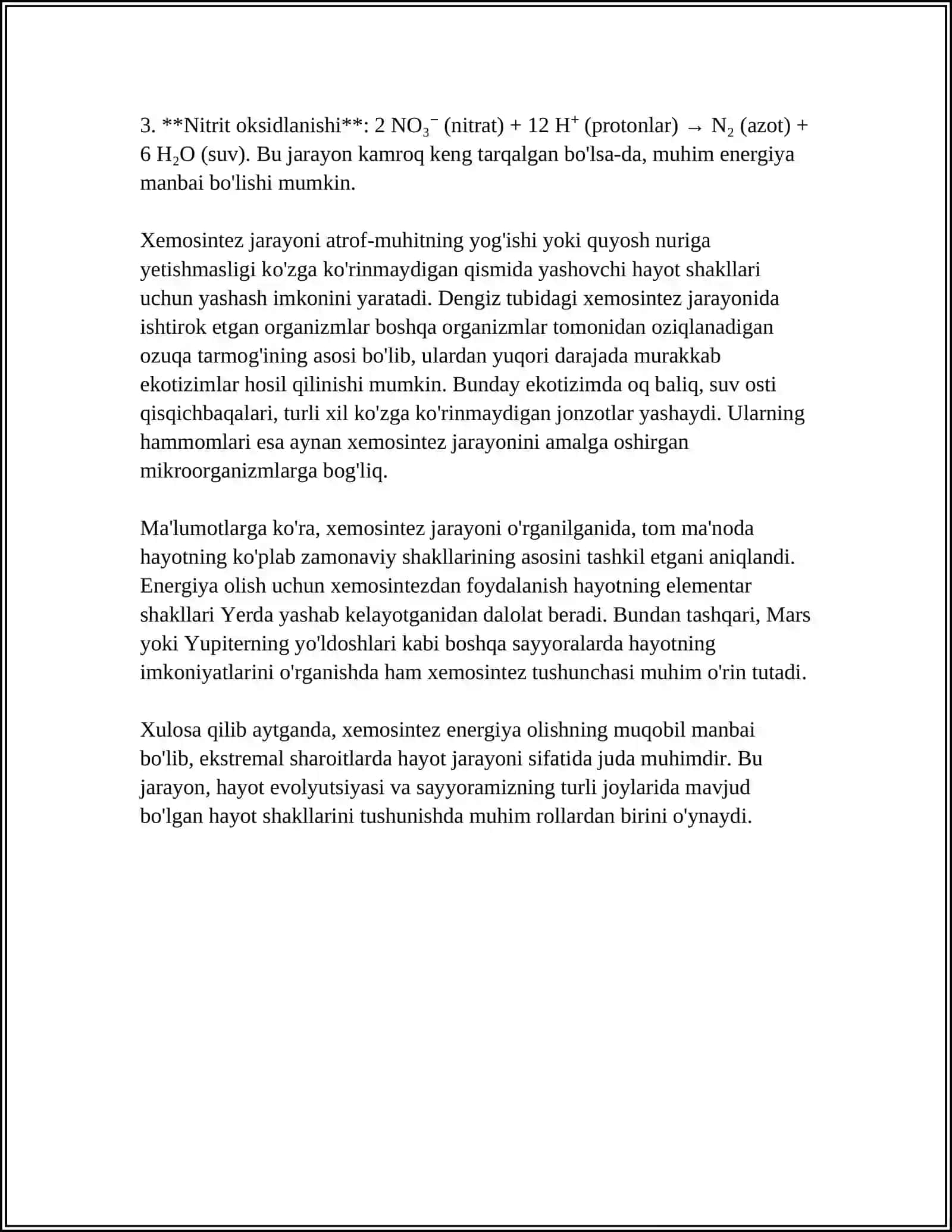 Xemosintezga oid masalalar 10 ta javobi bilan 4