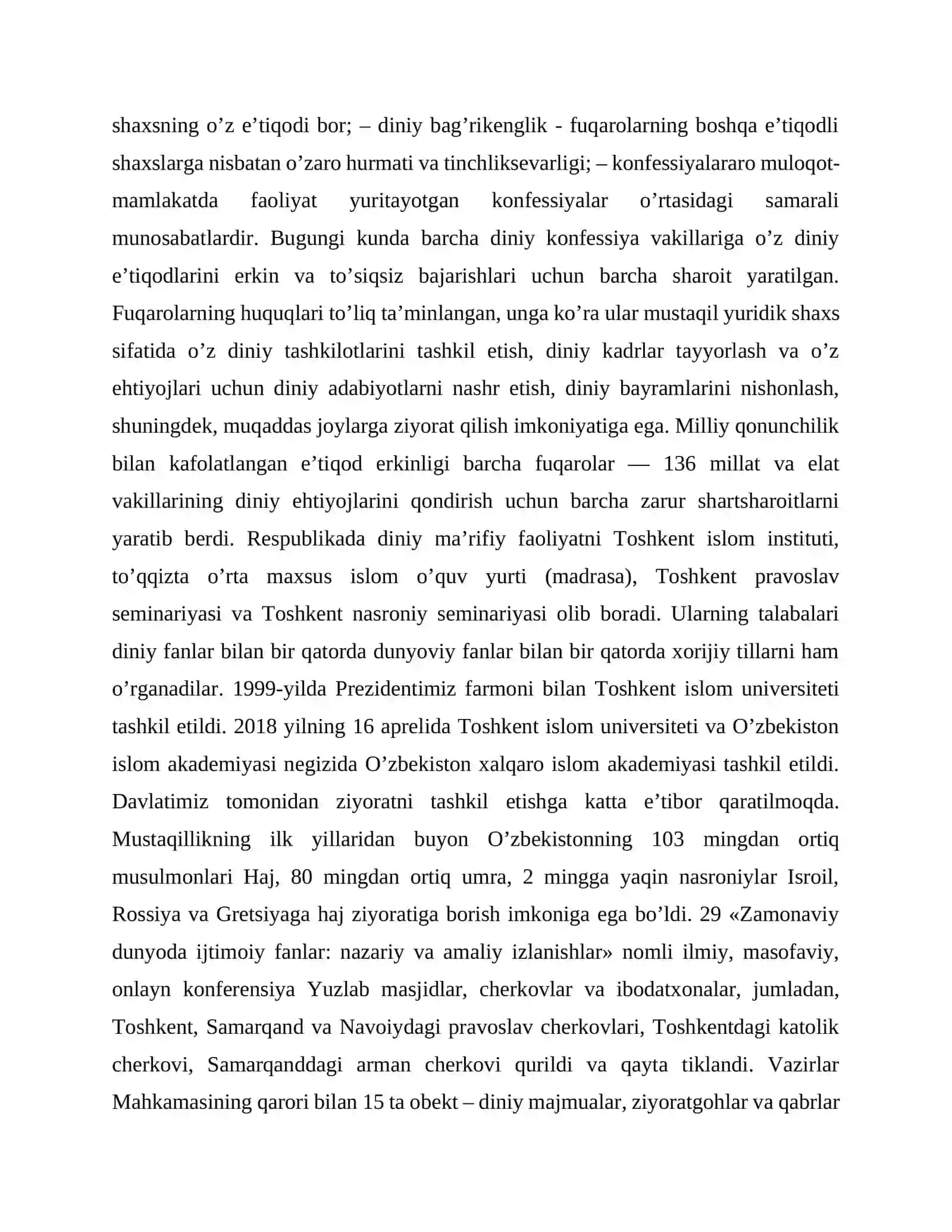 Vijdon va e’tiqod erkinligining ta’rifi 4
