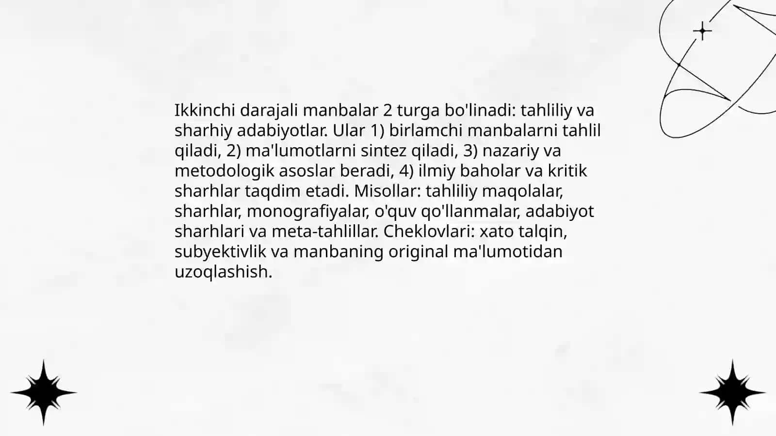 Manbalar va adabiyotlar turlari 4