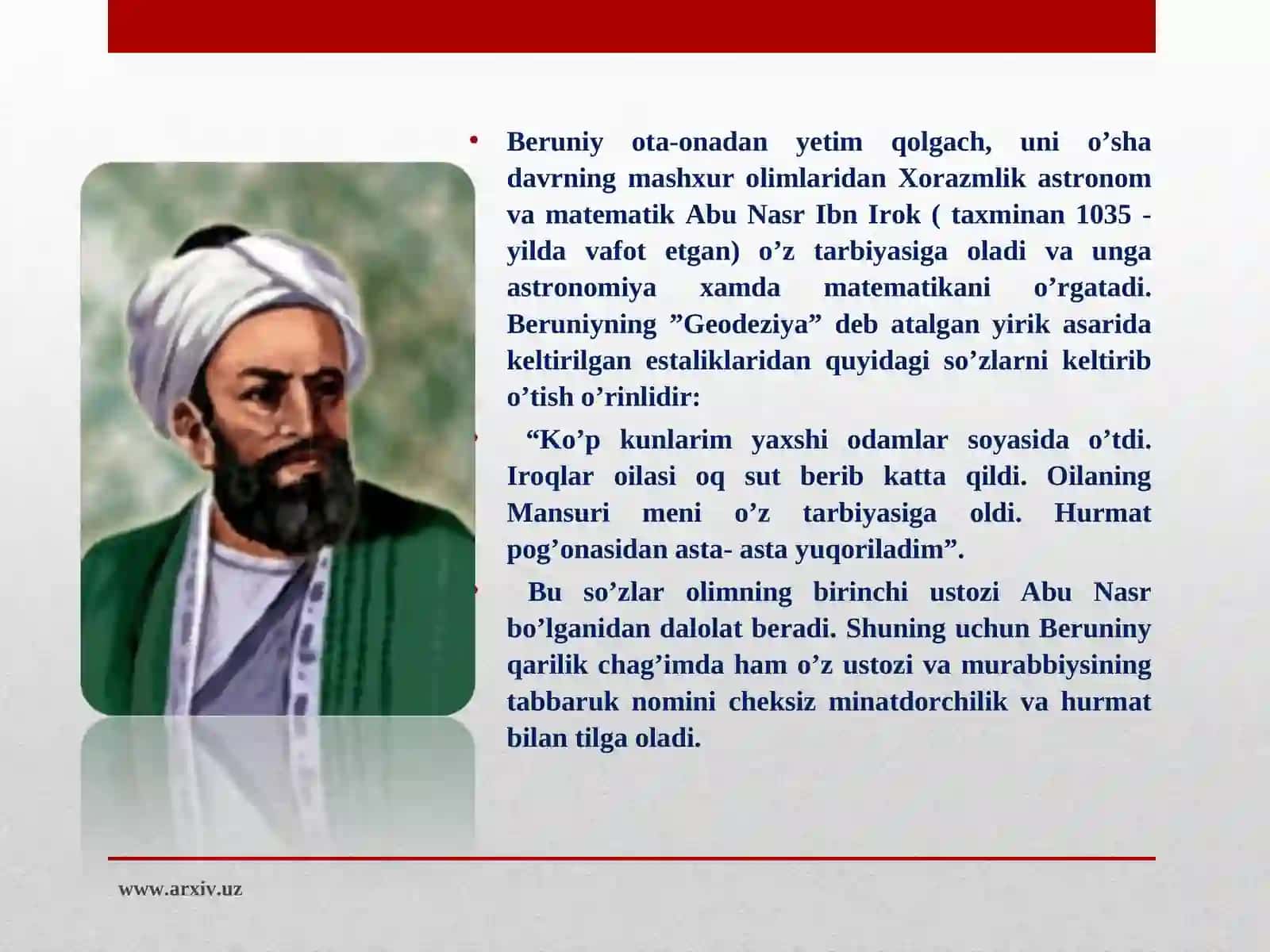 Abu Rayhon Beruniy hayoti va ilmiy faoliyati 4