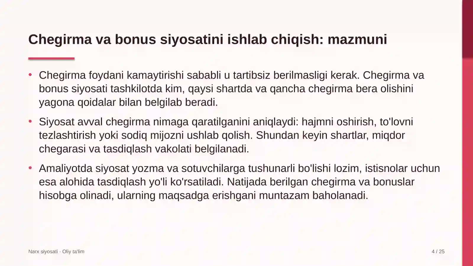 echkichilikda chegirma va bonus siyosatini ishlab chiqish 2806 4