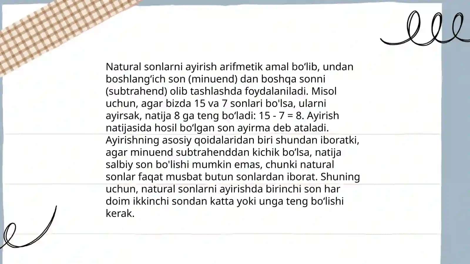 Natural sonlar ustida amallarni oʻrgatish metodikasi 4