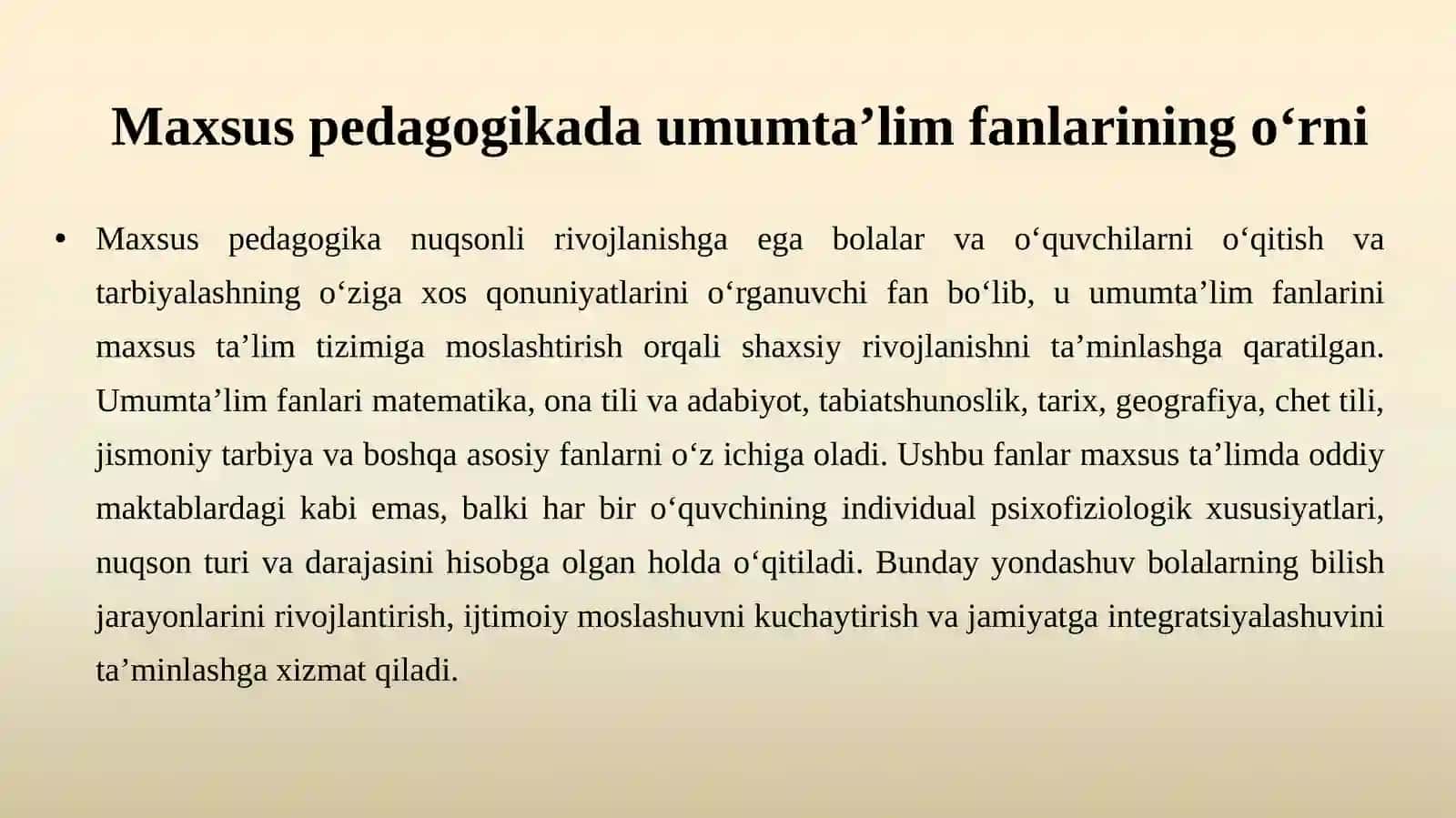 Umumtaʼlim fanlarini oʻqitishning oʻziga xosligi 4