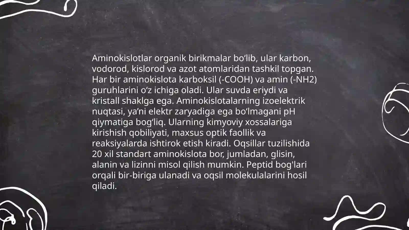 Oqsillar.Aminokoslotalar Hakimova 4