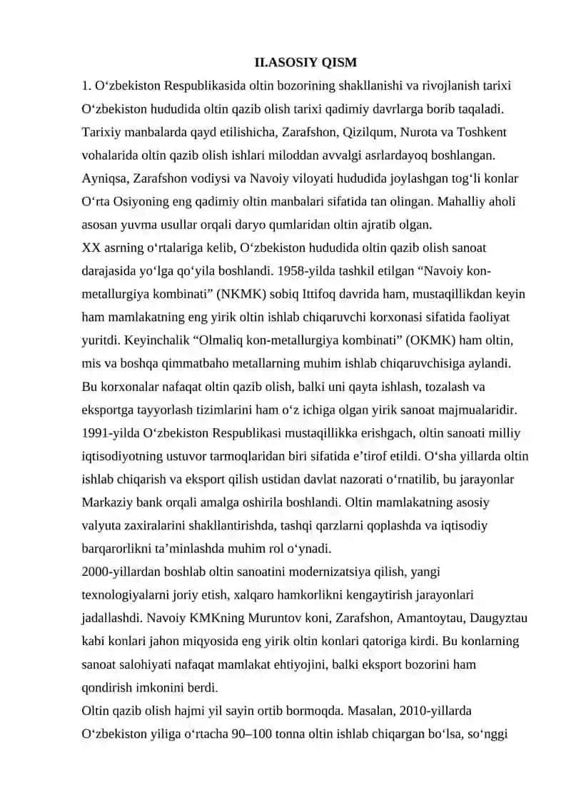 O'ZBEKISTON RESPUBLIKASI OLTIN BOZORI 4