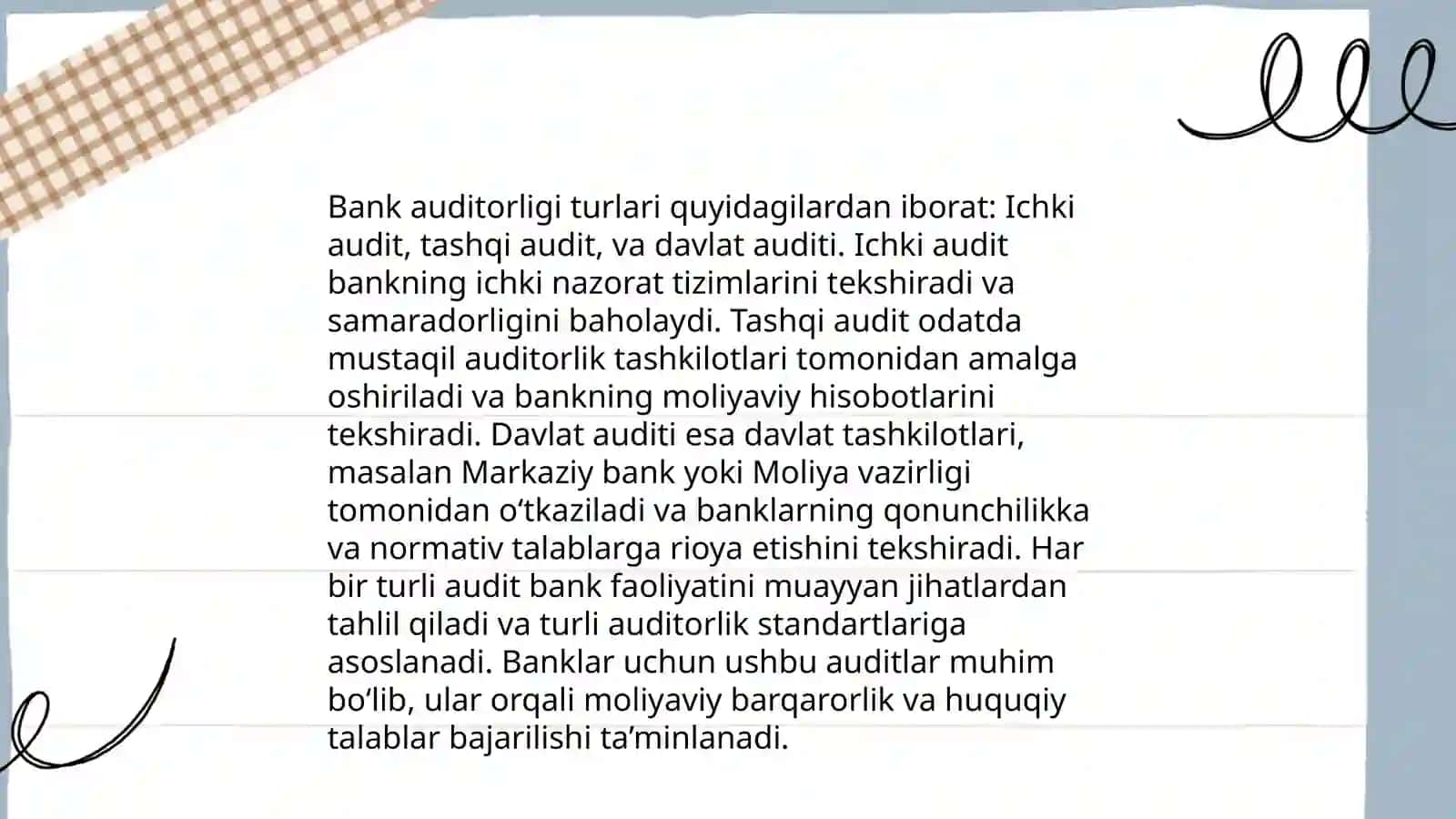 Bank auditining tashkil qilinishi va turlari 4
