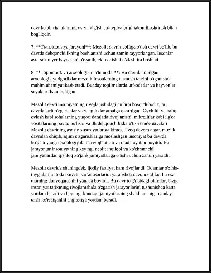 MEZOLIT DAVRI ARXEOLOGIYASI 4