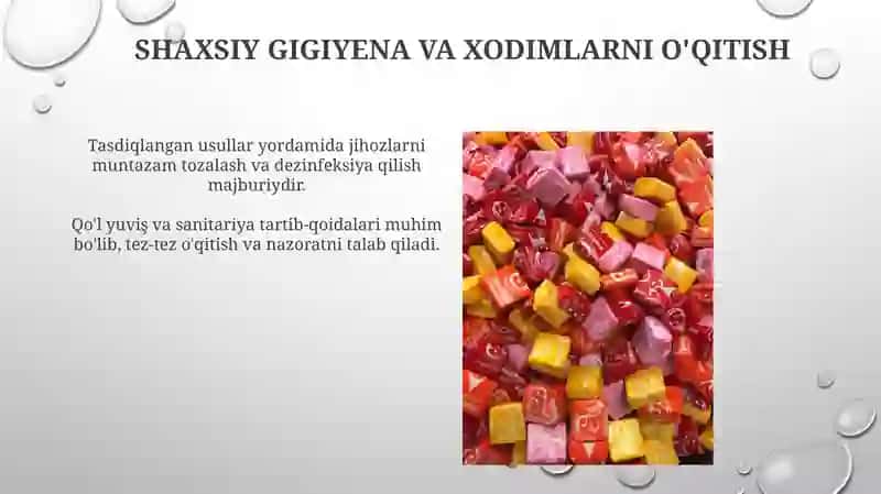 Shirinliklar ishlab chiqarishdagi yaxshi amaliyotlar (GMP) 4