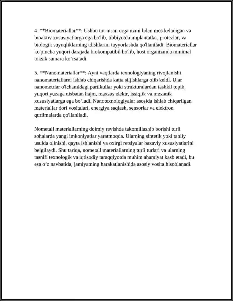 NOMETALL MATERIALLAR 4
