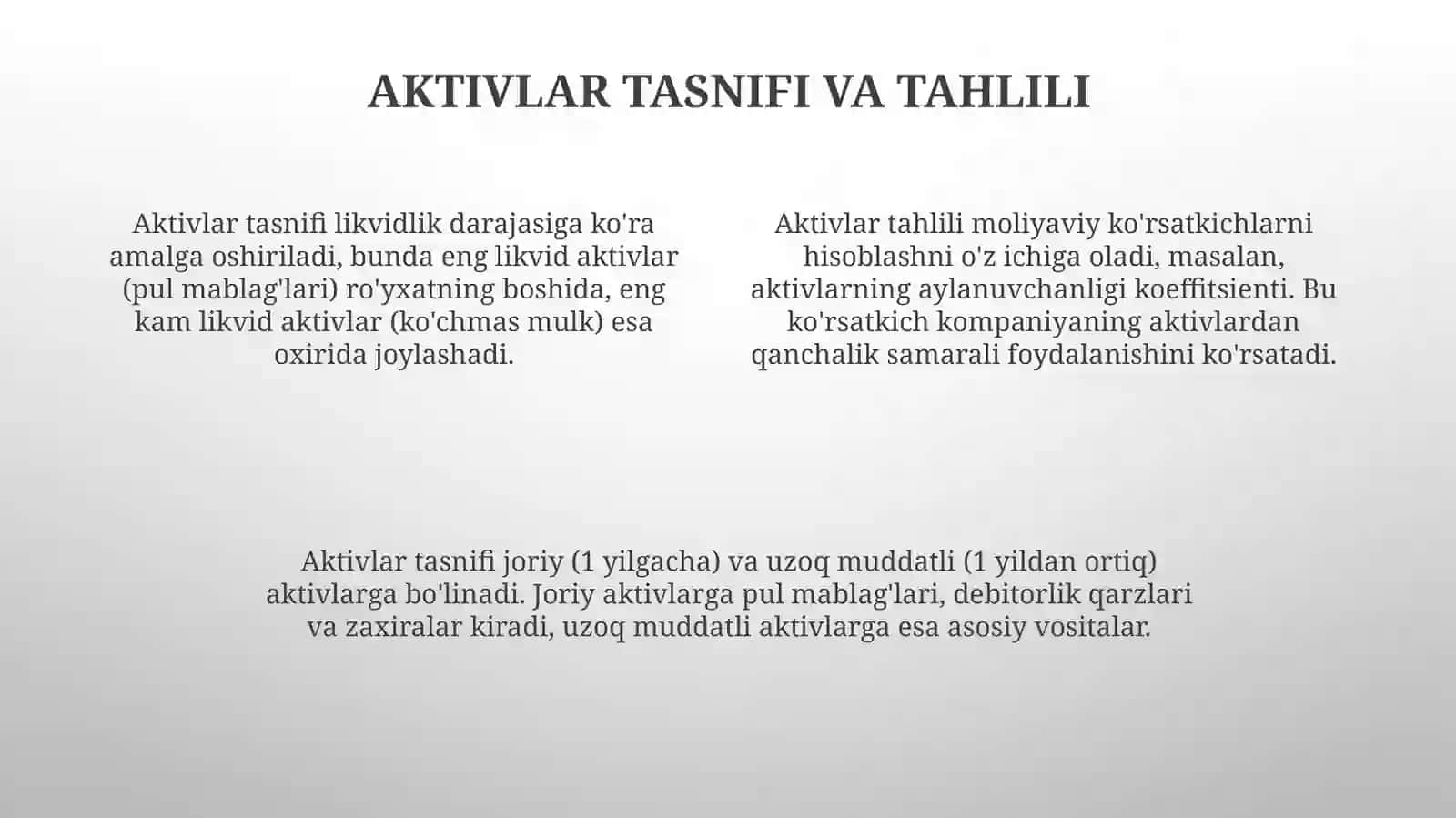 Korxona aktivlari va majburiyatlarining tarkibi 4