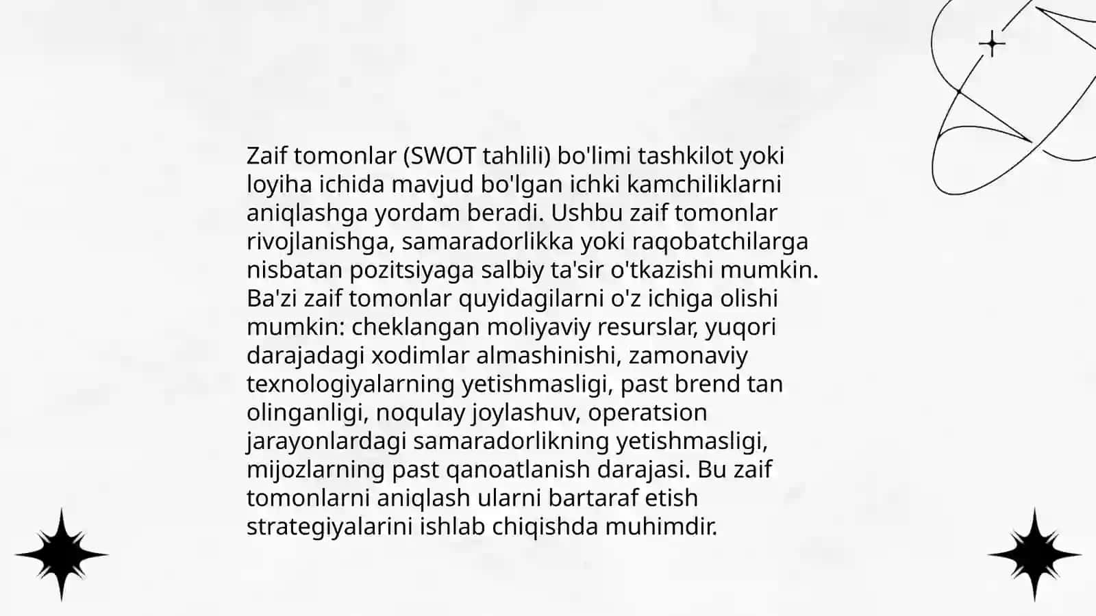Kuchli tomonlar (SWOT) tahlili 4