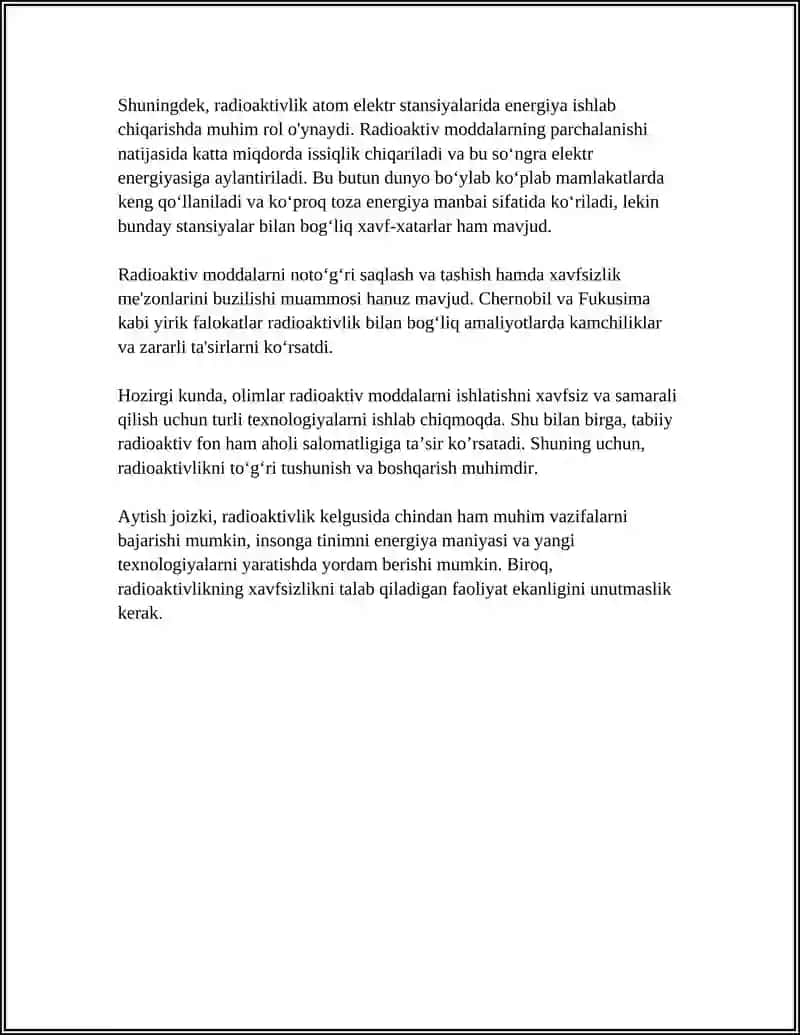 RADIOAKTIVLIKNING O'RGANILISHI 4