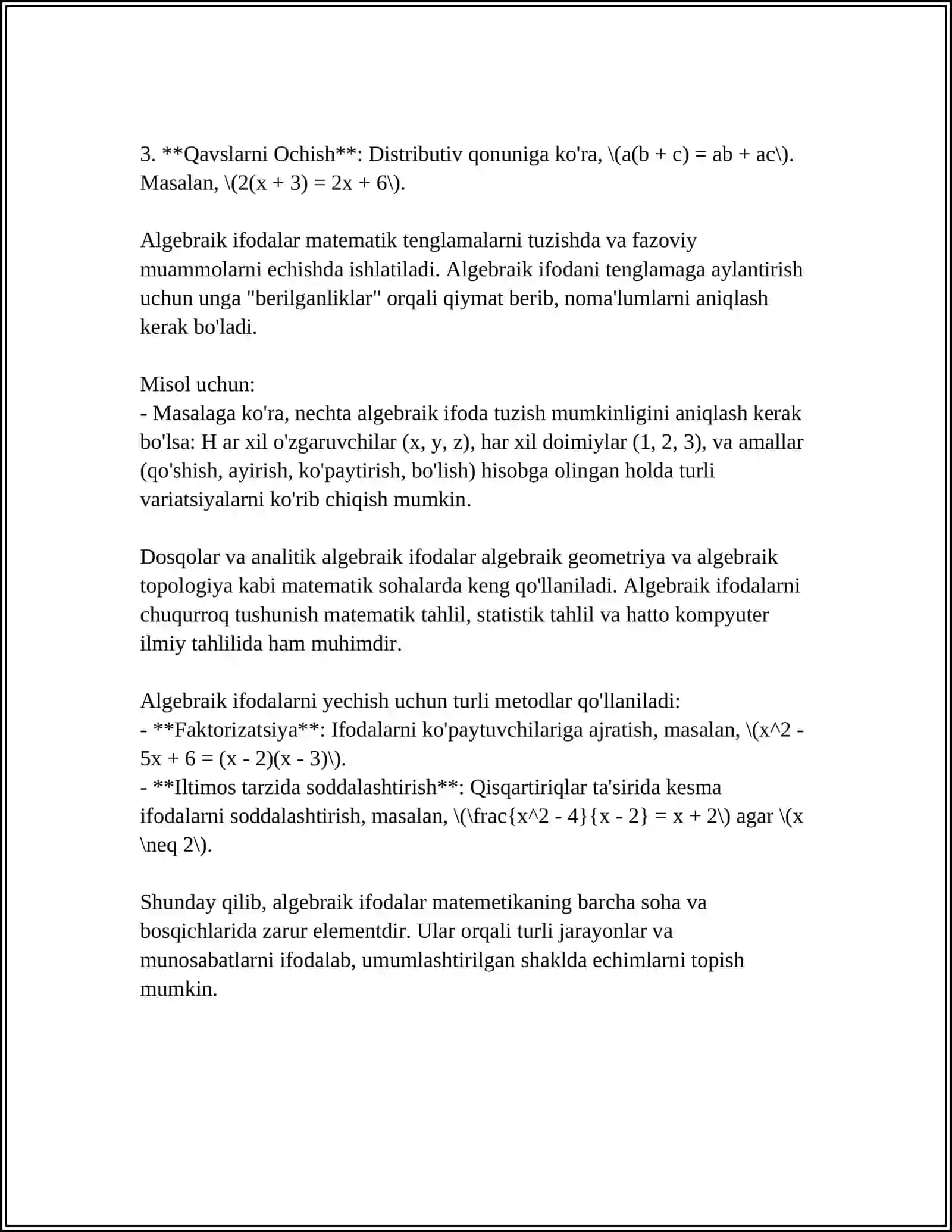 MATEMATIK FORMULA VA IFODALAR BILAN ISHLASH KUTUBXONASI 4