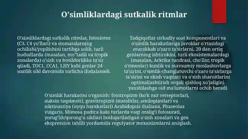 O'simliklardagi harakatlarni o'rganish 4