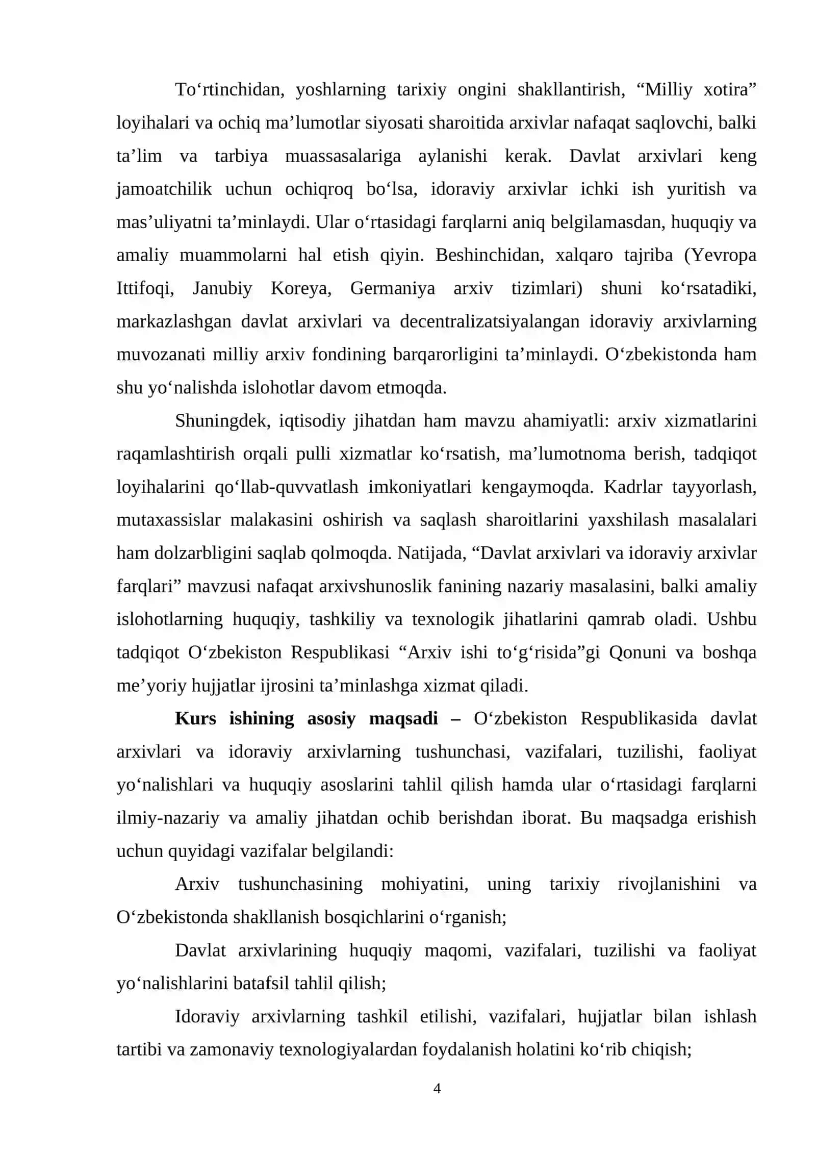 DAVLAT ARXIVLARI VA IDORAVIY ARXIVLAR	FARQLARI 4