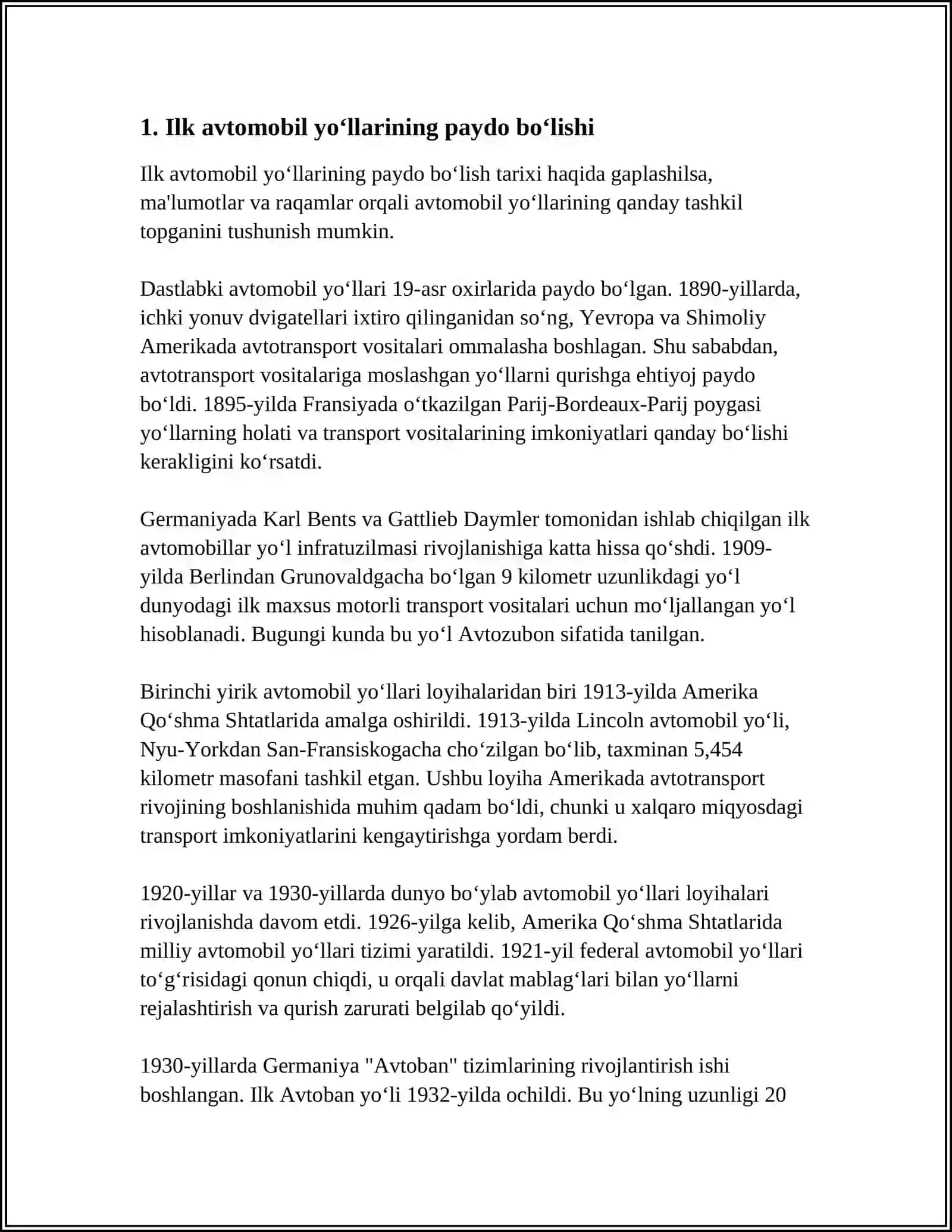 AVTOMOBIL YO‘LLARINING RIVOJLANISH TARIXI 4