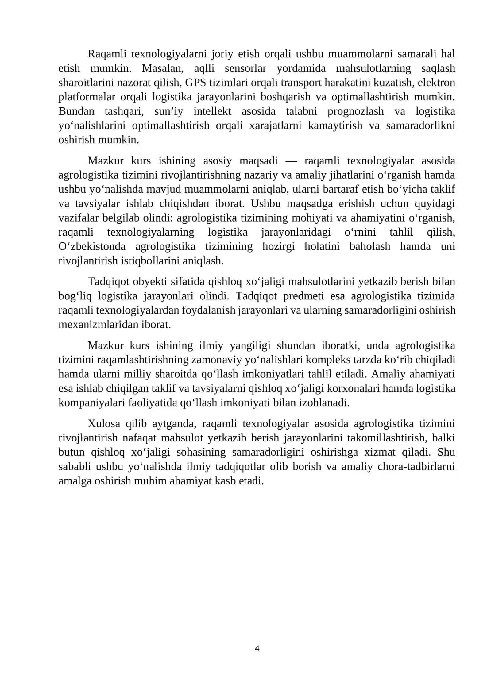 AGROLOGISTIKA TIZIMINI RAQAMLASHTIRISH HOLATI 4
