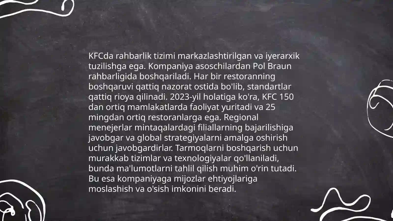 KFCning boshqaruv strukturasi 4