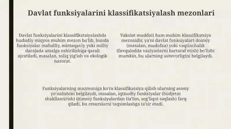 Davlat funksiyalarini tasniflash 4