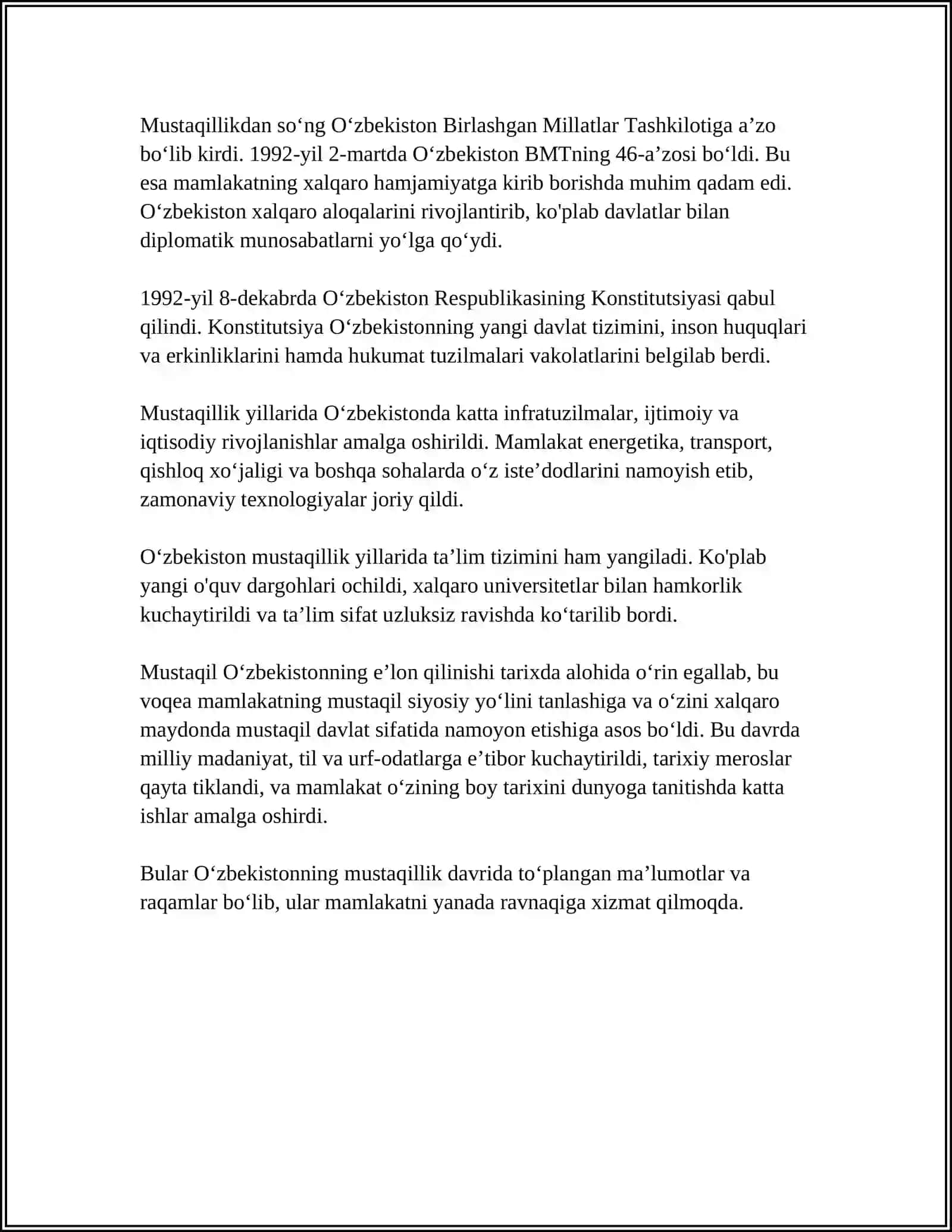 Mustaqil Oʻzbekistonning eʼlon qilinishi 4