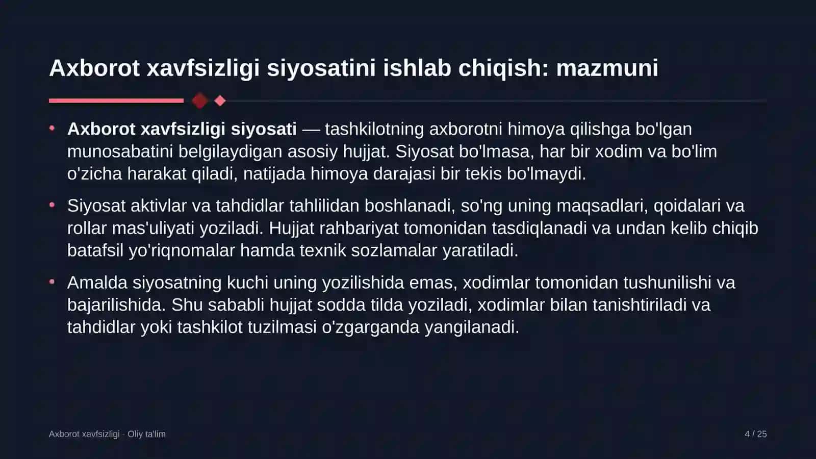 Kimyoviy tozalash korxonalarida axborot xavfsizligi siyosatini ishlab chiqish 4
