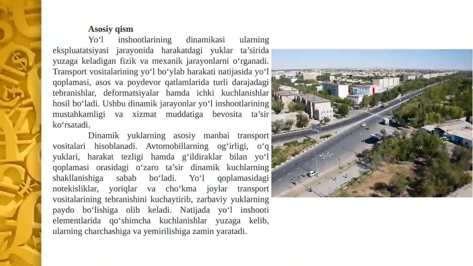 Yo‘l inshootlarining dinamikasi 4