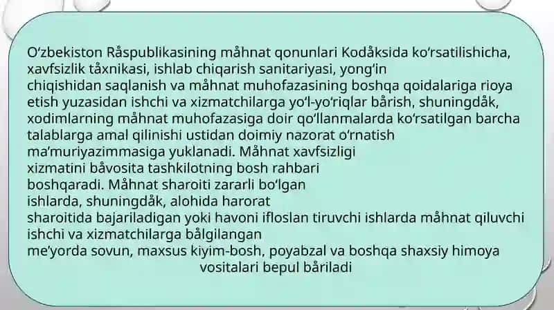 Mehnat muhofazasining qonuniyasoslari 4