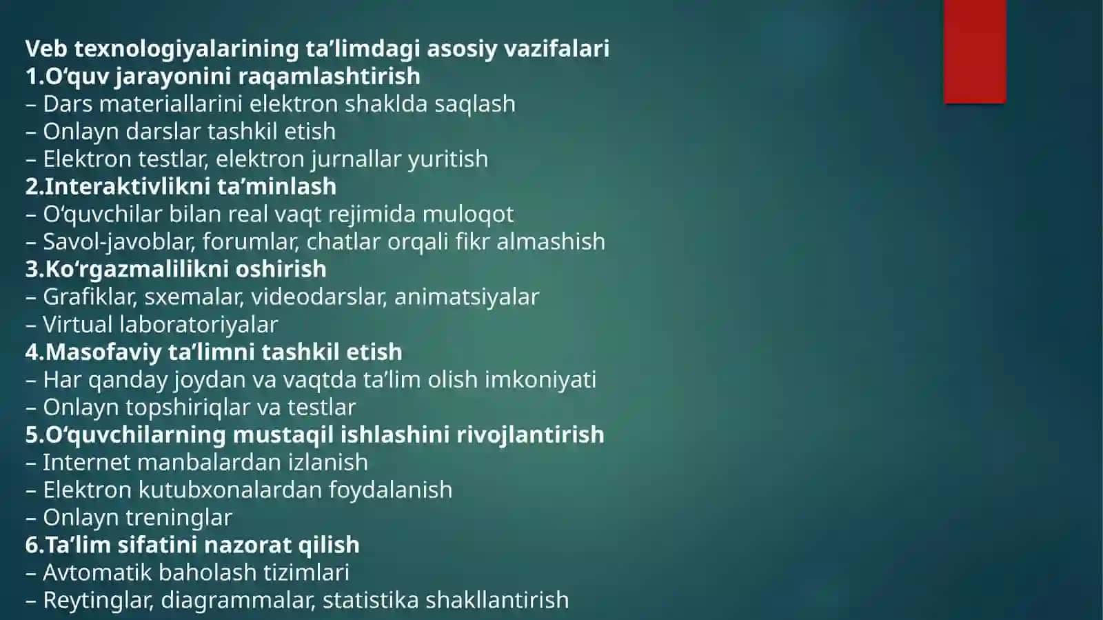 Web texnologiyalarni pedagogikada ahamyati 4