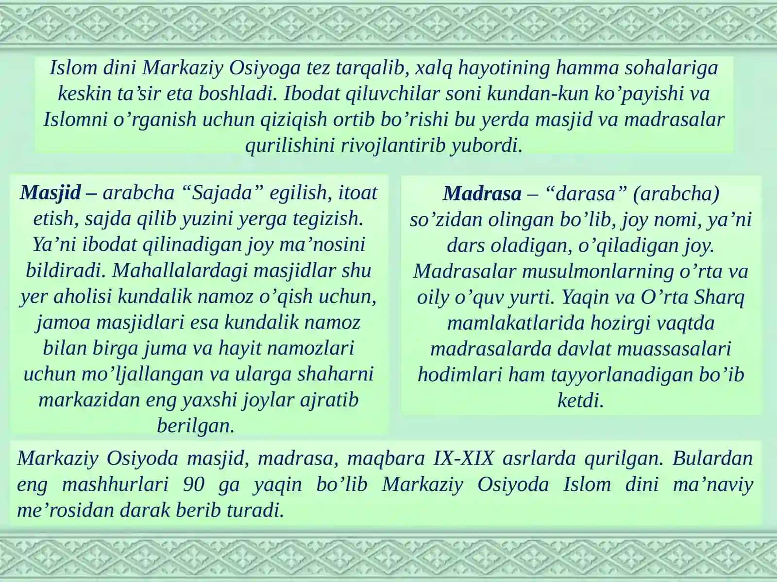 Markaziy Osiyo mutaffakkirlarining ma’naviy merosi 4