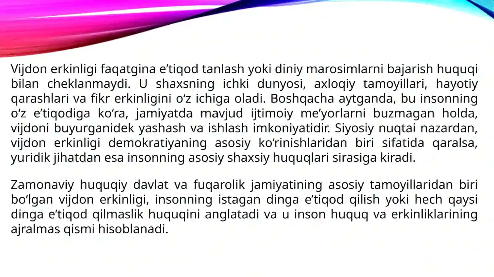 Vijdon va e'tiqod erkinligi 4