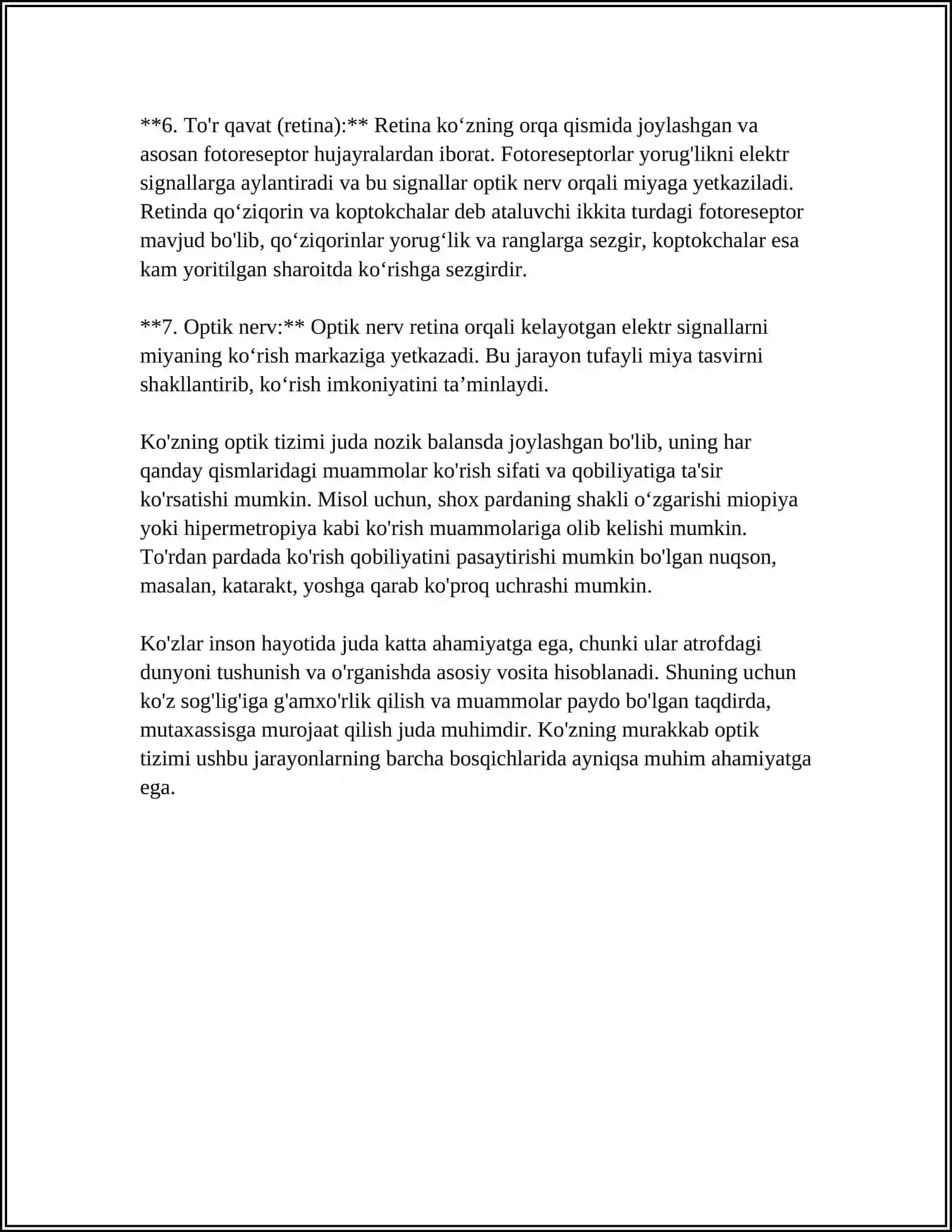KOʻZNING OPTIK SISTEMASI YORUGʻLIKNING XOSSALARI 4