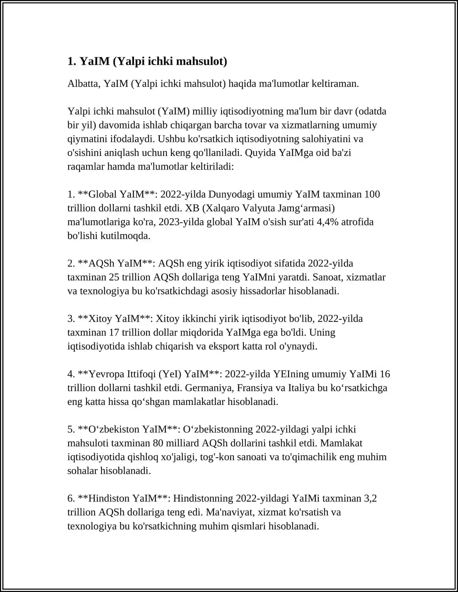YaIM (Yalpi ichki mahsulot) 4