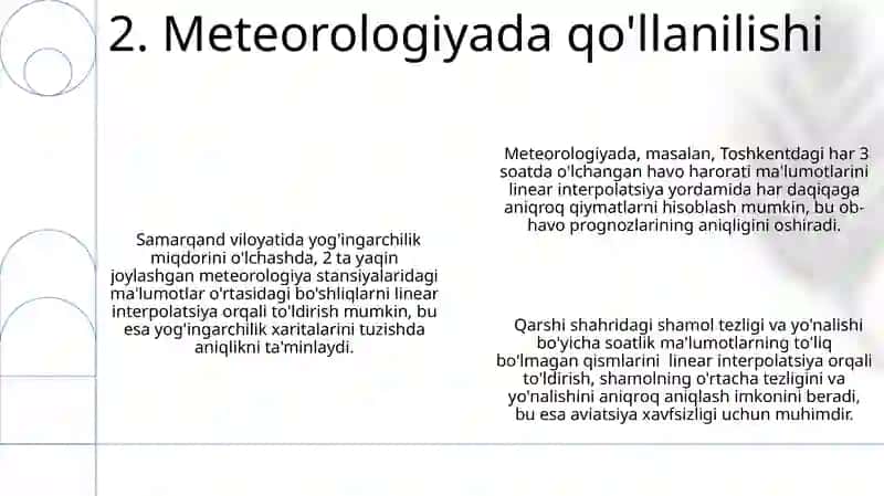 Chiziqli interpolyatsiya va uning amaliyotda qoʻllanishi 4