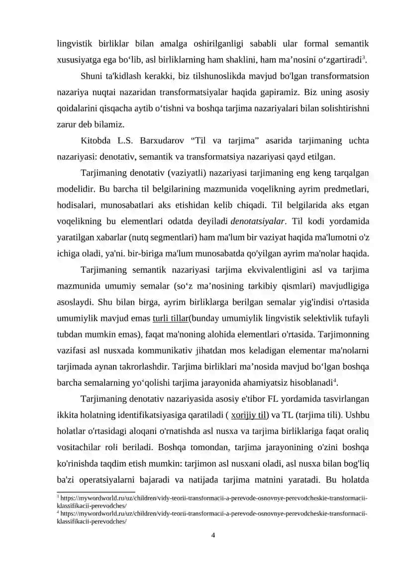 TARJIMA QILINGAN ASARLARDA QO’LLANILGAN LEKSIK-SEMATIK TRANSFORMATSIYALARNING ANIQLASH XUSUSIYATLARI 4