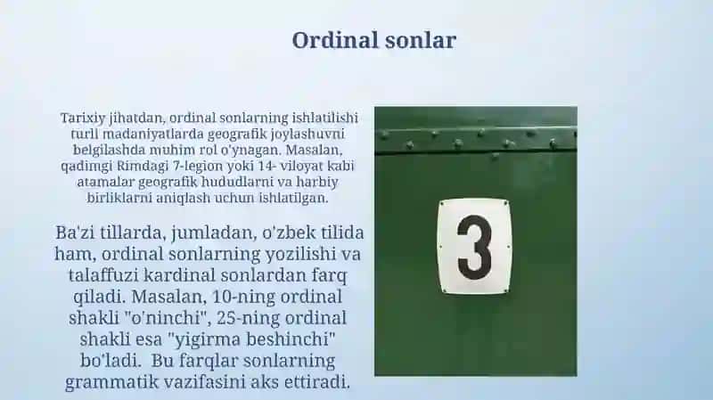 Son soʻz turkumi.Sonning ma'no turlari 4
