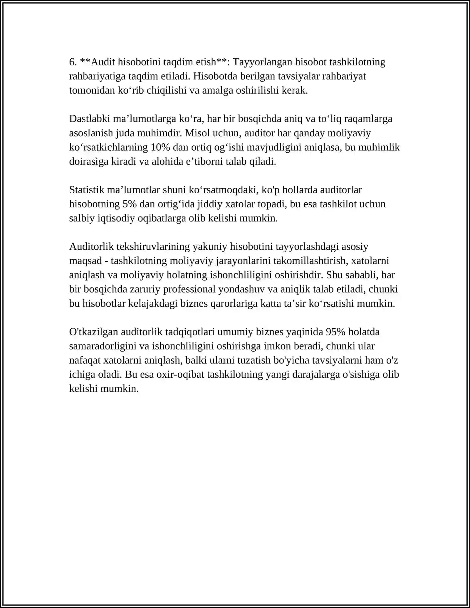 Auditorlik Tekshiruvlarining Yakuniy Boshqichi 4