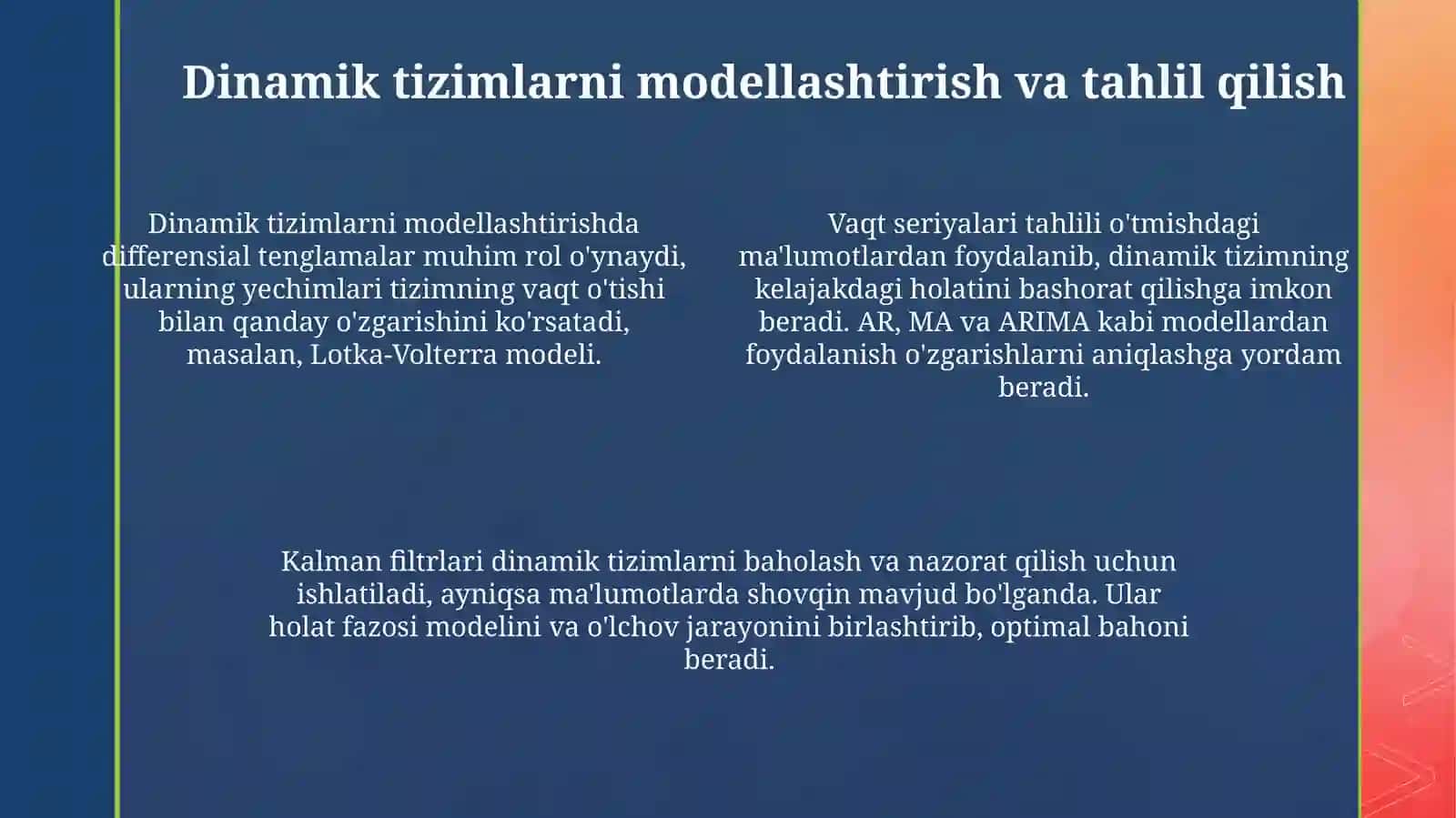 Dinamikani statistik o‘rganish usullari 4