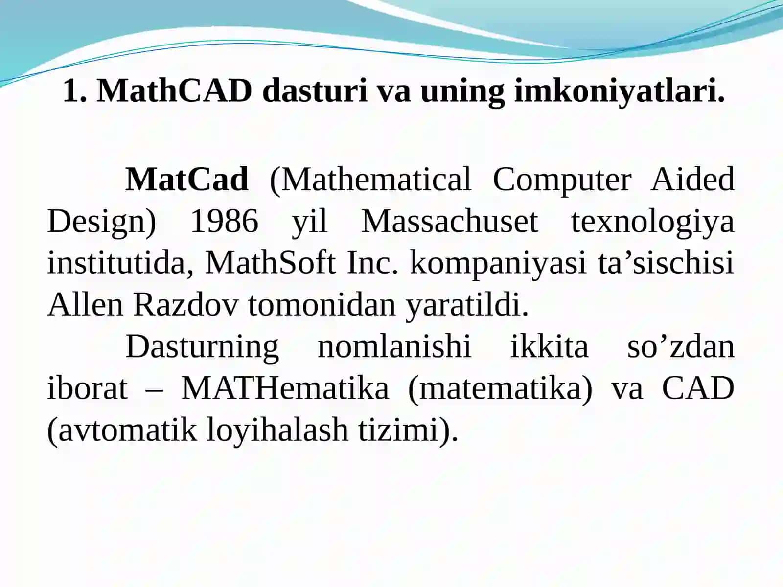 MathCAD dasturi 4