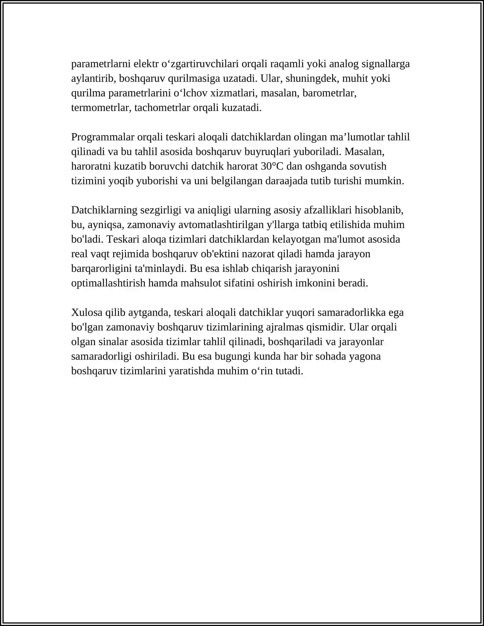 TESKARI ALOQALI DATCHIK 4