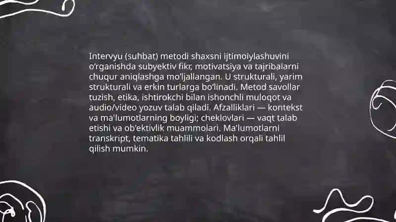 Shaxsni ijitimoiylashuvini oʻrganish metodlari 4