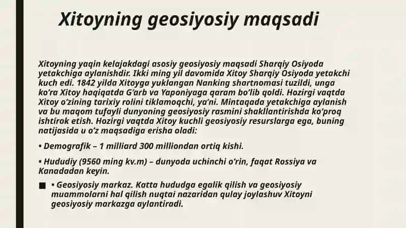 Zamonaviy geosiyosatda xitoy omili 4