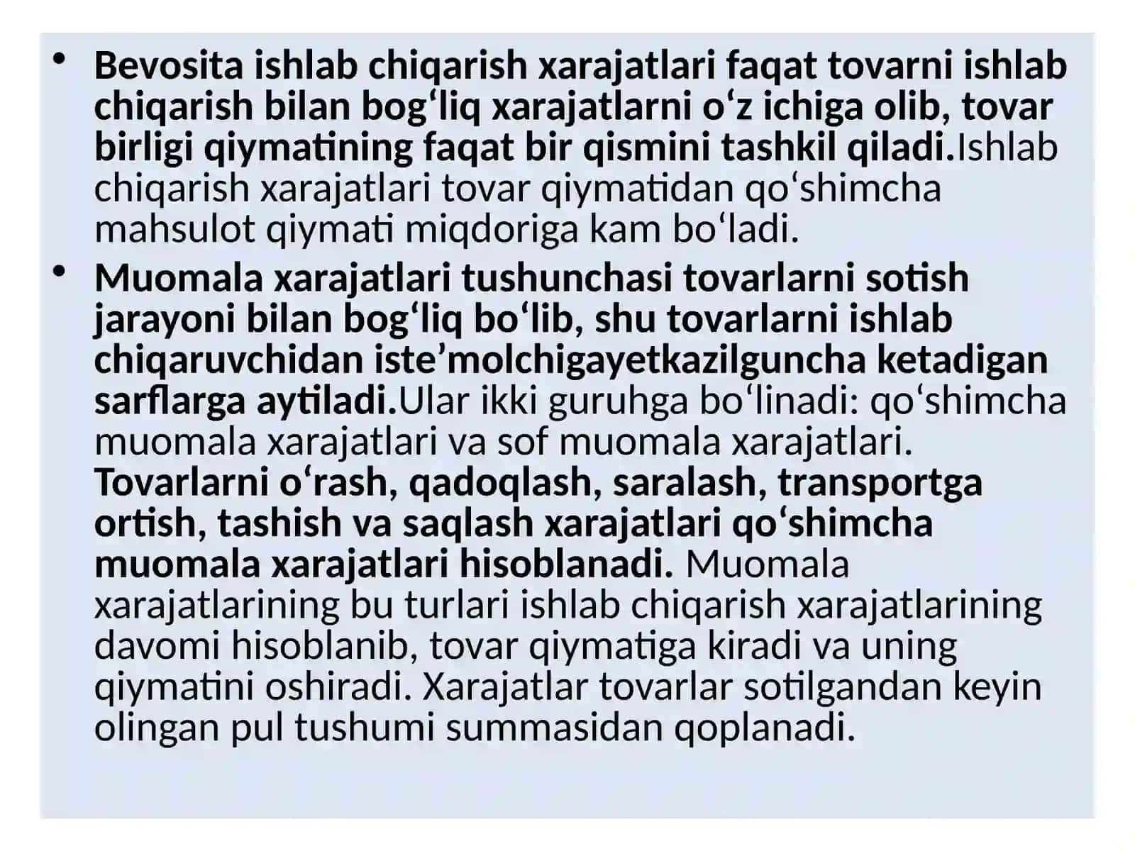 Ishlab Chiqarish va Sotish Xarajatlari 4