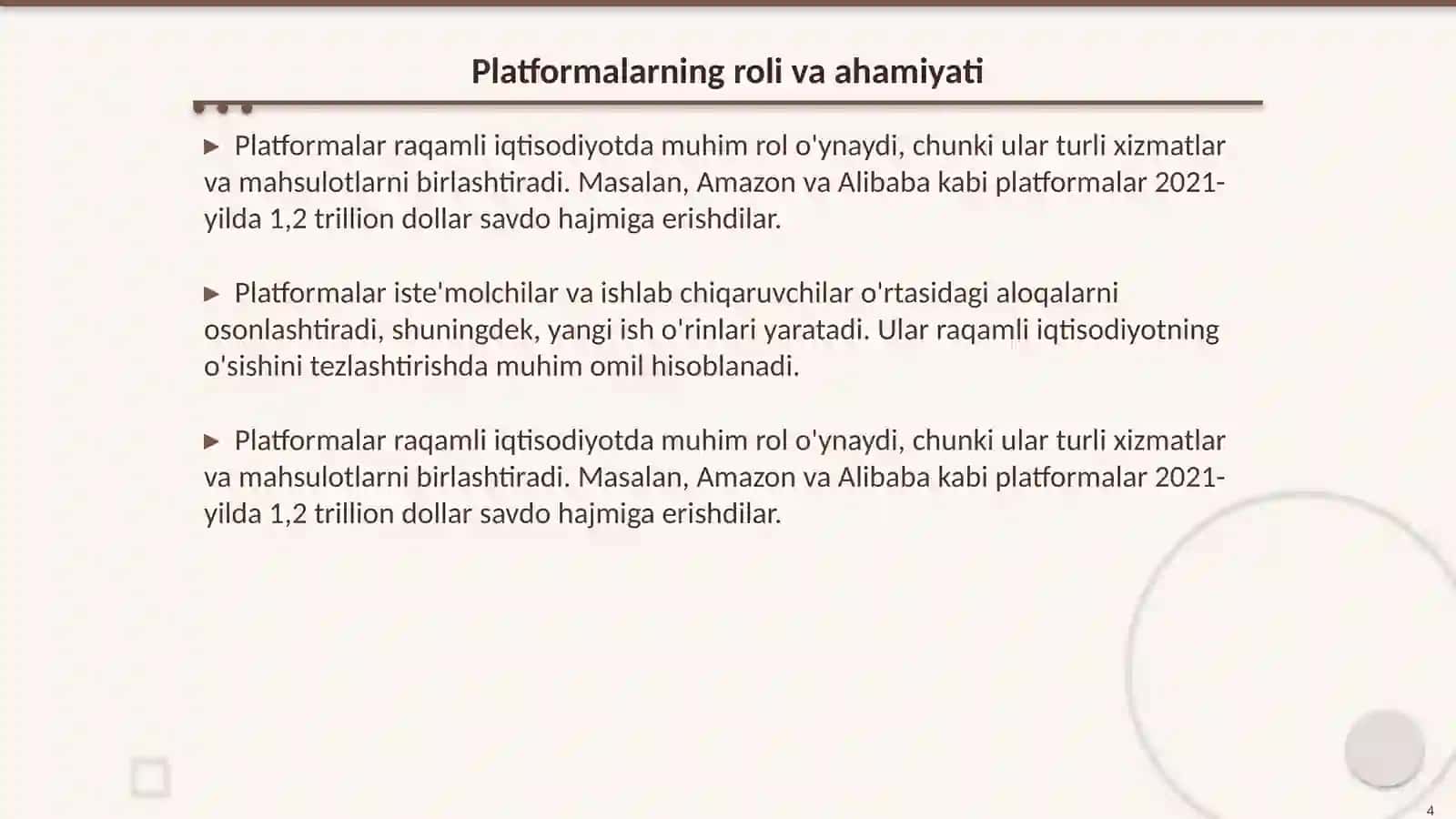 Raqamli iqtisodiyotning platformasi 4