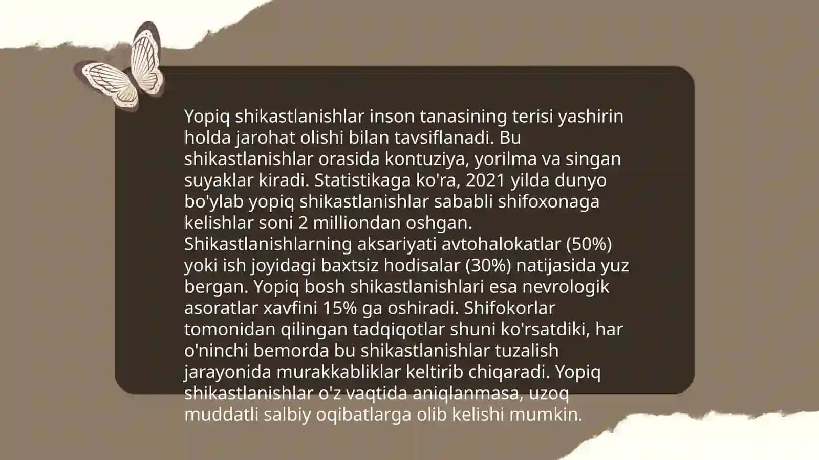 Ochiq va yopiq shikastlanishlar dramatik shok infeksiyasi 4