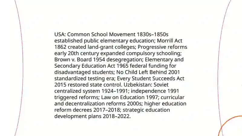 Make a presentation and compare Educational systems of the USA and Uzbekistan 4