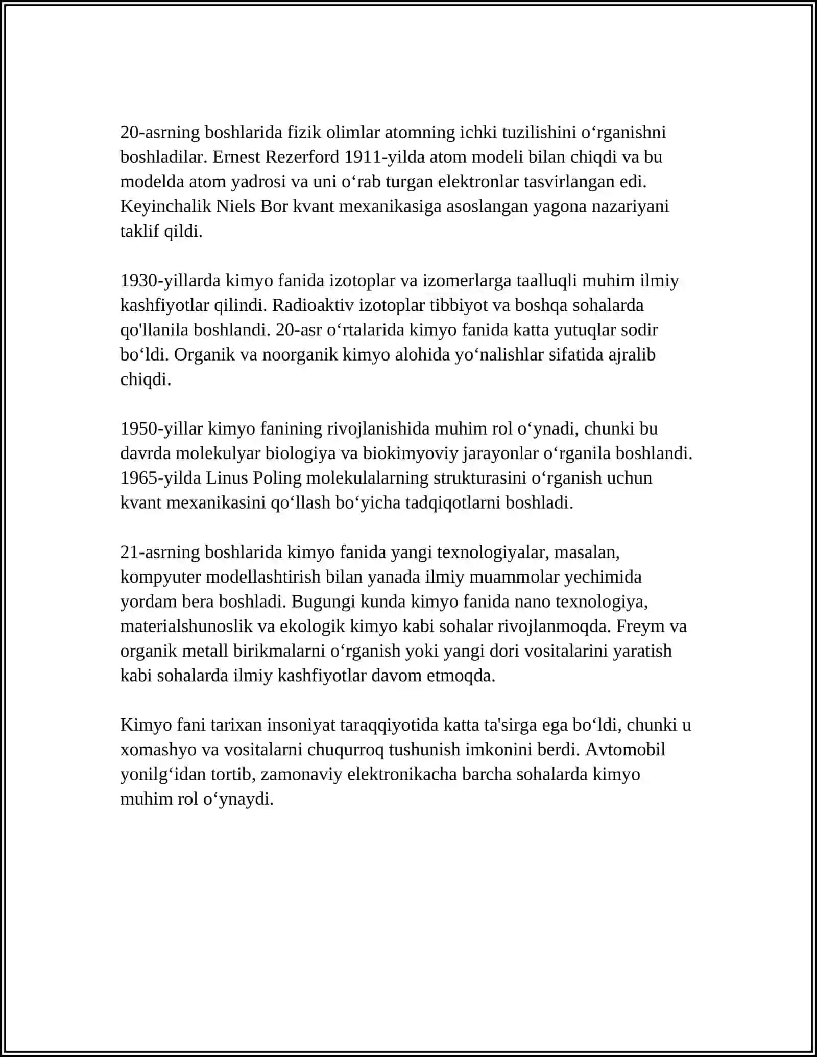 KIMYO FANI TARAQQIYOTI 4