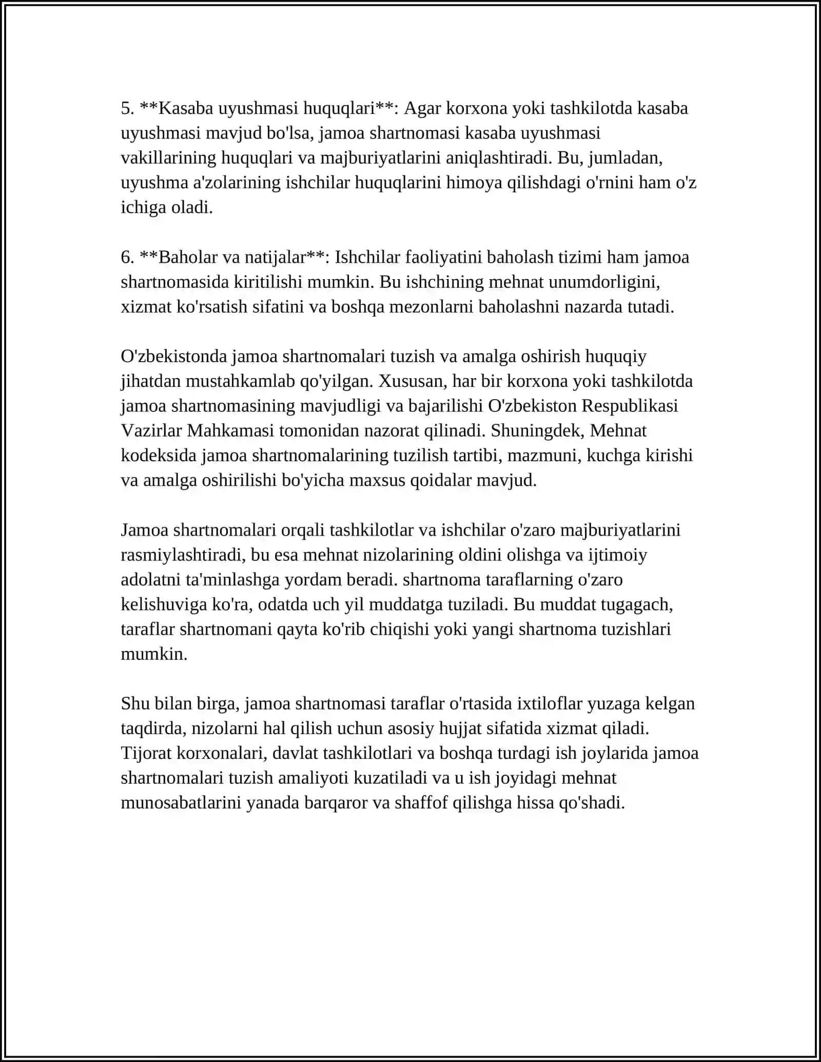 MUSTAQIL ISH Mavzu: JAMOA SHARTNOMASI 4