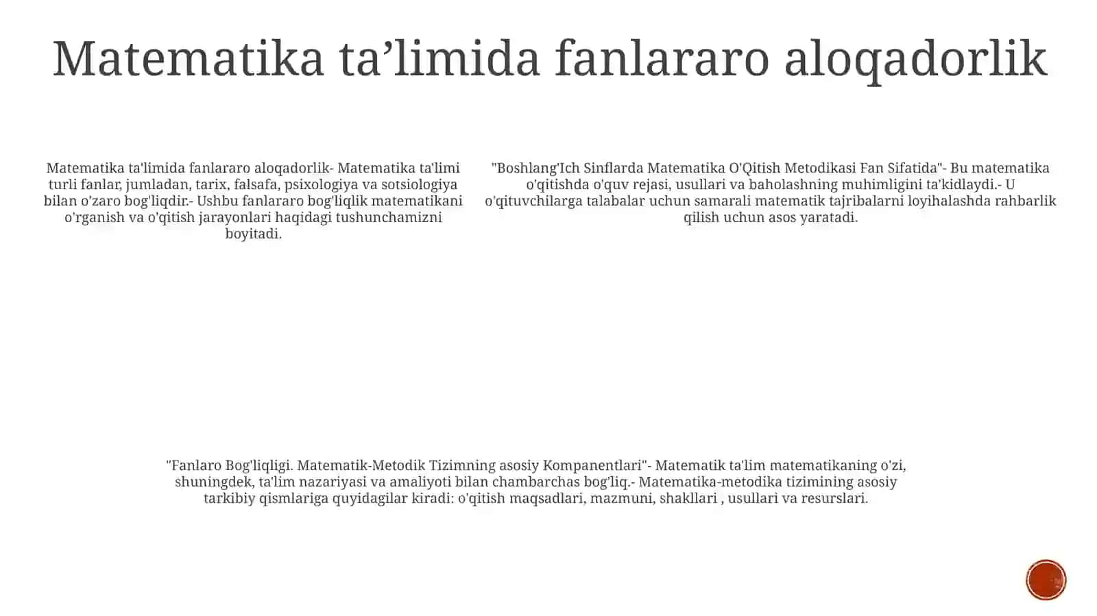 BoshlangʻIch Sinflarda Matematika OʻQitish Metodikasi Fan Sifatida 4