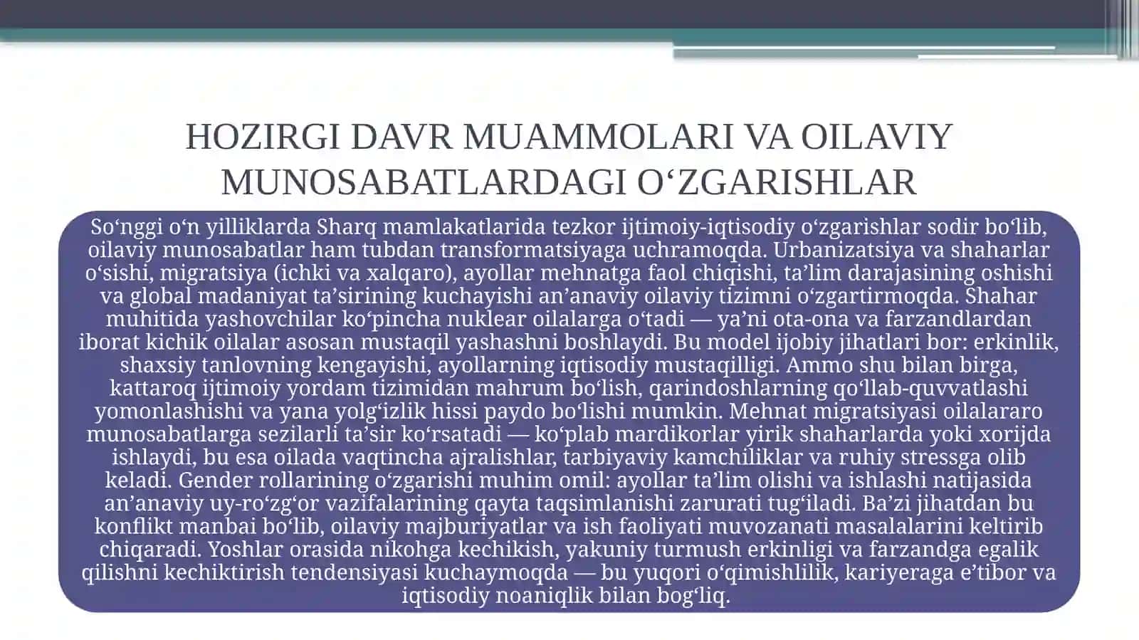 SHARQ MAMLAKATLARIDA OILAVIY MUNOSABATLAR 4